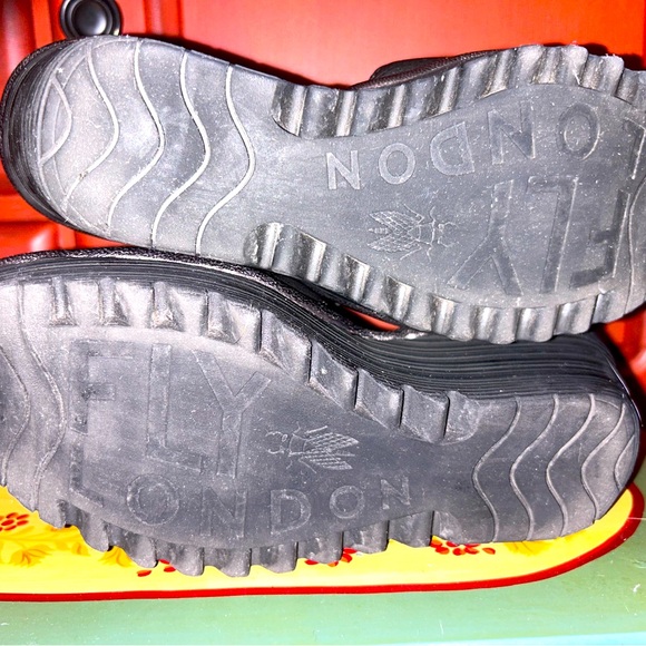 Fly London Ankle Strap Wedge 
Black Leather - Picture 5 of 5